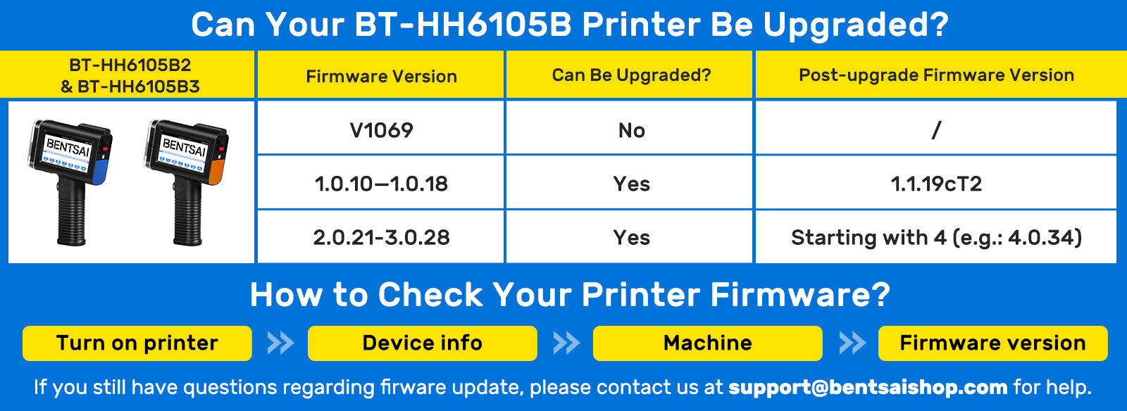 BENTSAI 6105 series printer firmware update guide