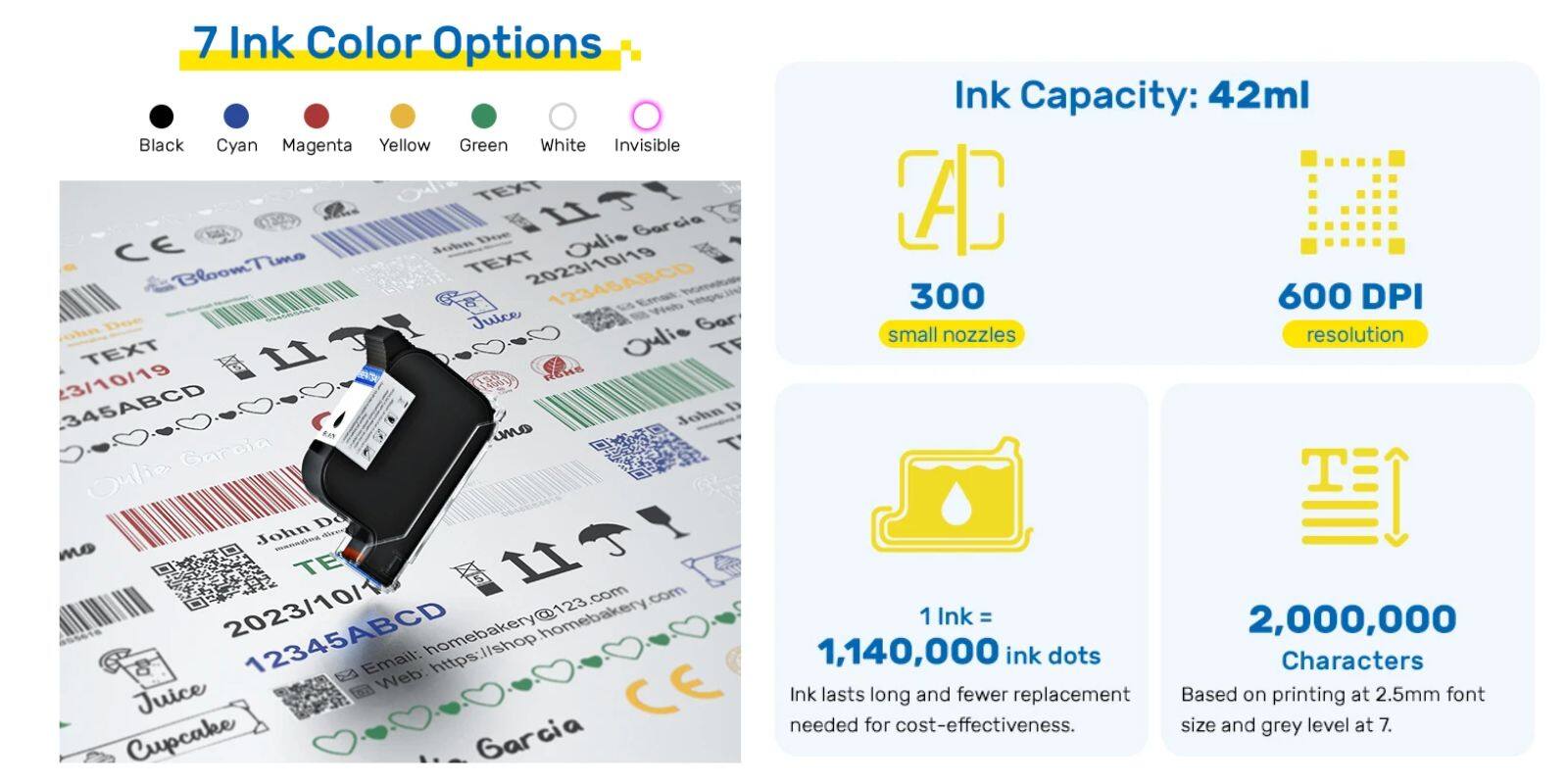 Economical ink cartridges with 7 different color options