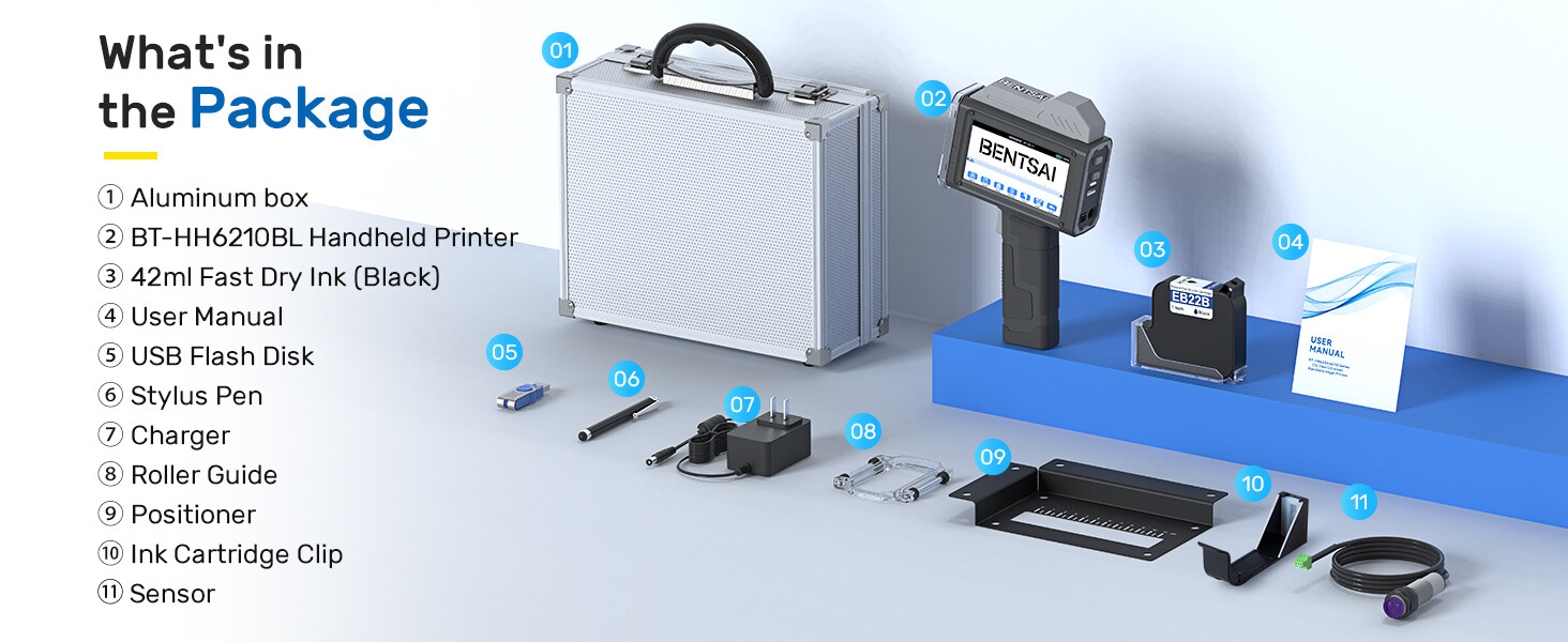 Packing list for BENTSAI 6205BL sensor handheld printer